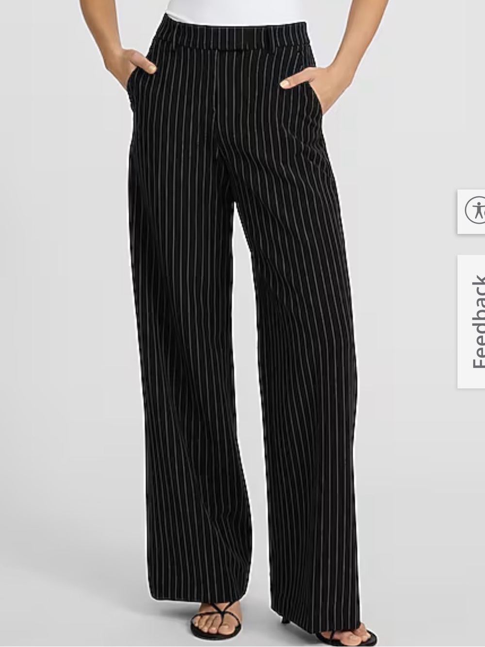 Express Editor Wide Leg Pinstripe Dress Pants | Black Career Capsule Trousers